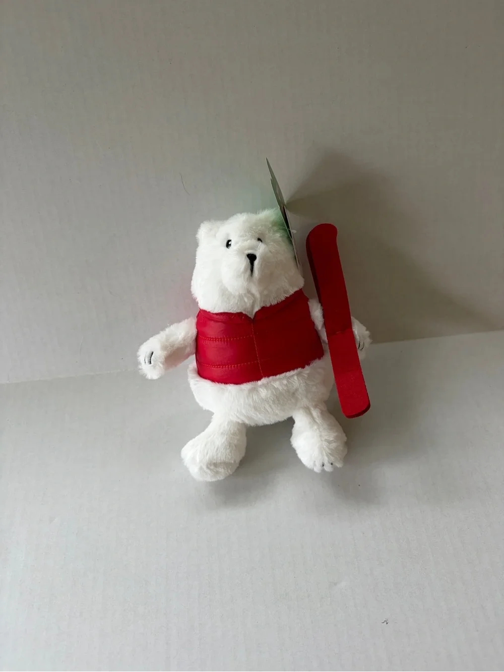 Target White Plush Bear with Red Vest | Holiday Stuffed Animal NWT